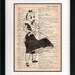 alice in wonderland vintage art print - vintage dictionary print - book page print - unique recycled, upcycled art - 8x10