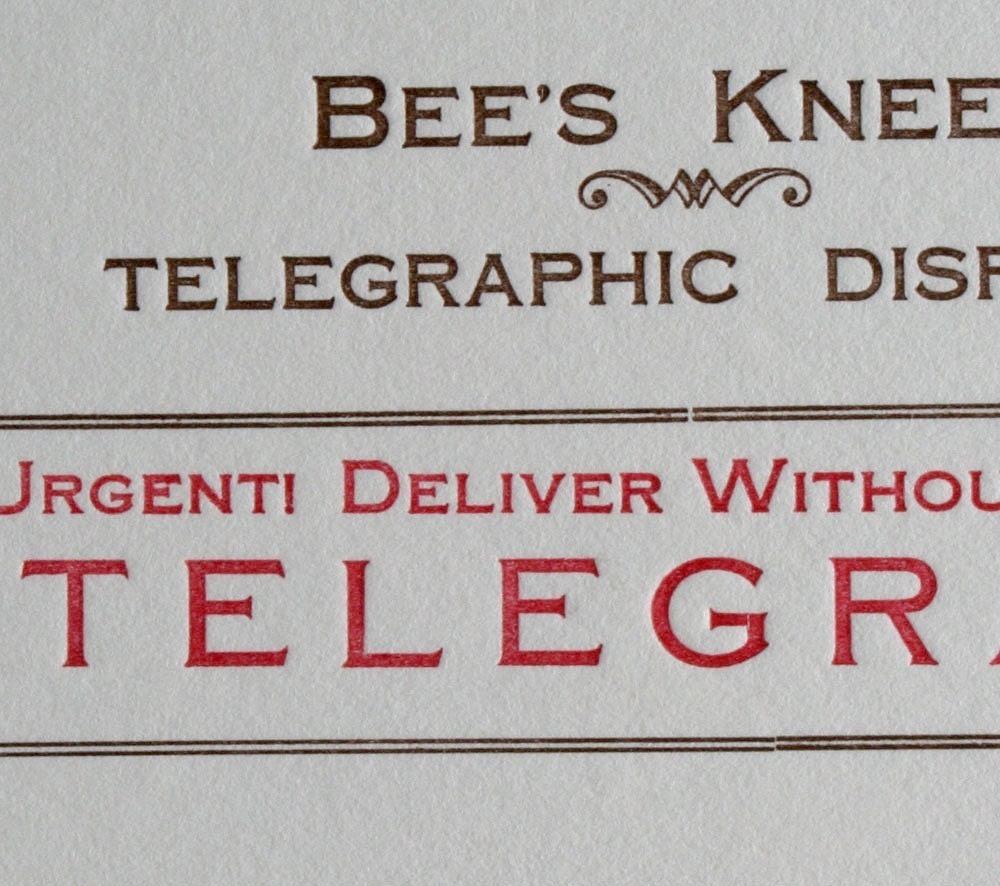 Telegram blank, letterpress printed correspondence cards (set of 10)