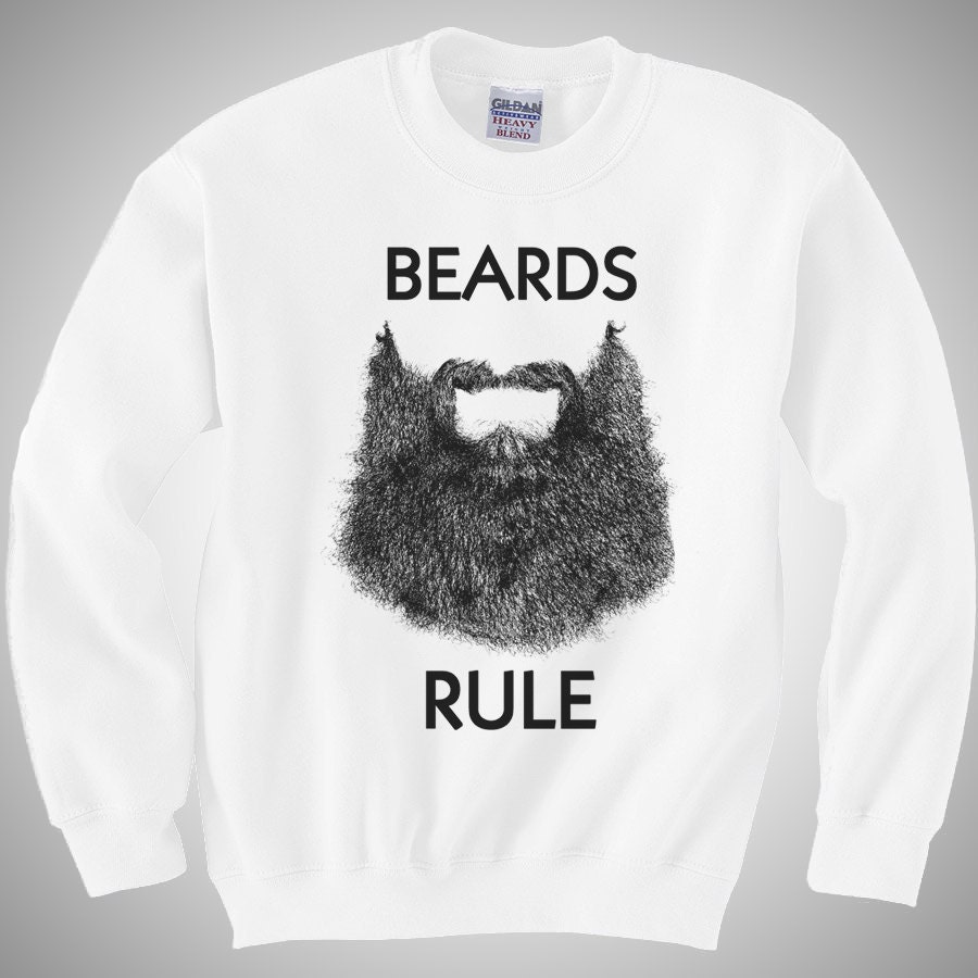 Beards Rule unisex white crew neck sweatshirt