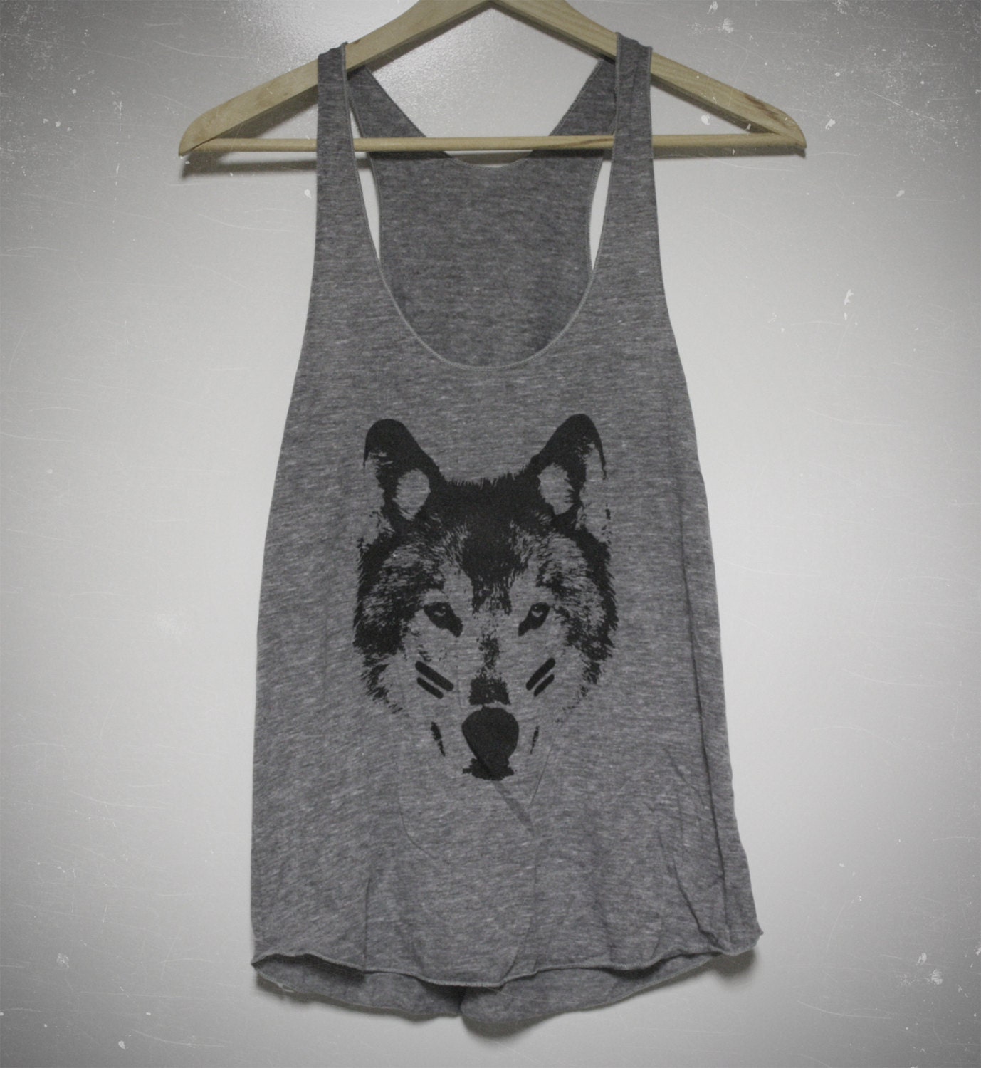 Wolf Child women's tri-blend grey AA tank