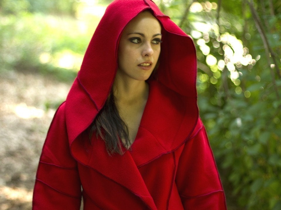 Recycled Fleece Jacket  with Hood, vegan, free shipping, plus-sizes available, Xmittens, made to order