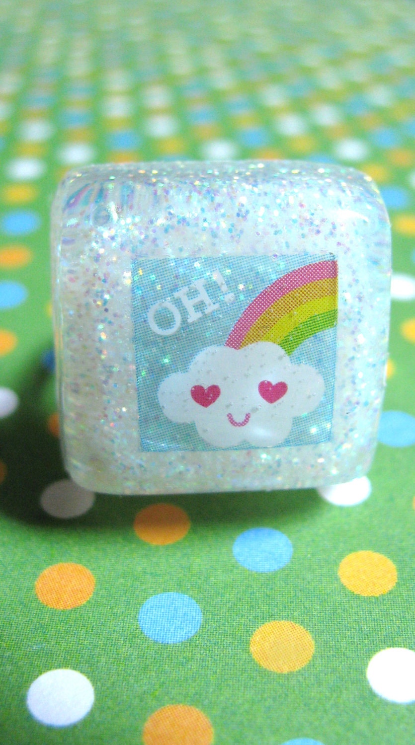 Rainbow Love Cloud Resin Ring