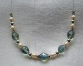 Swarovski Pearl Blue Czech Glass Necklace & Earring Set