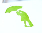 Letterpress Notecards Set of 6 - Couple under Umbrella Silhouette by Le Papier Studio