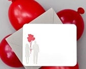 Letterpress Notecards Set Couple with Balloons Silhouette by Le Papier Studio