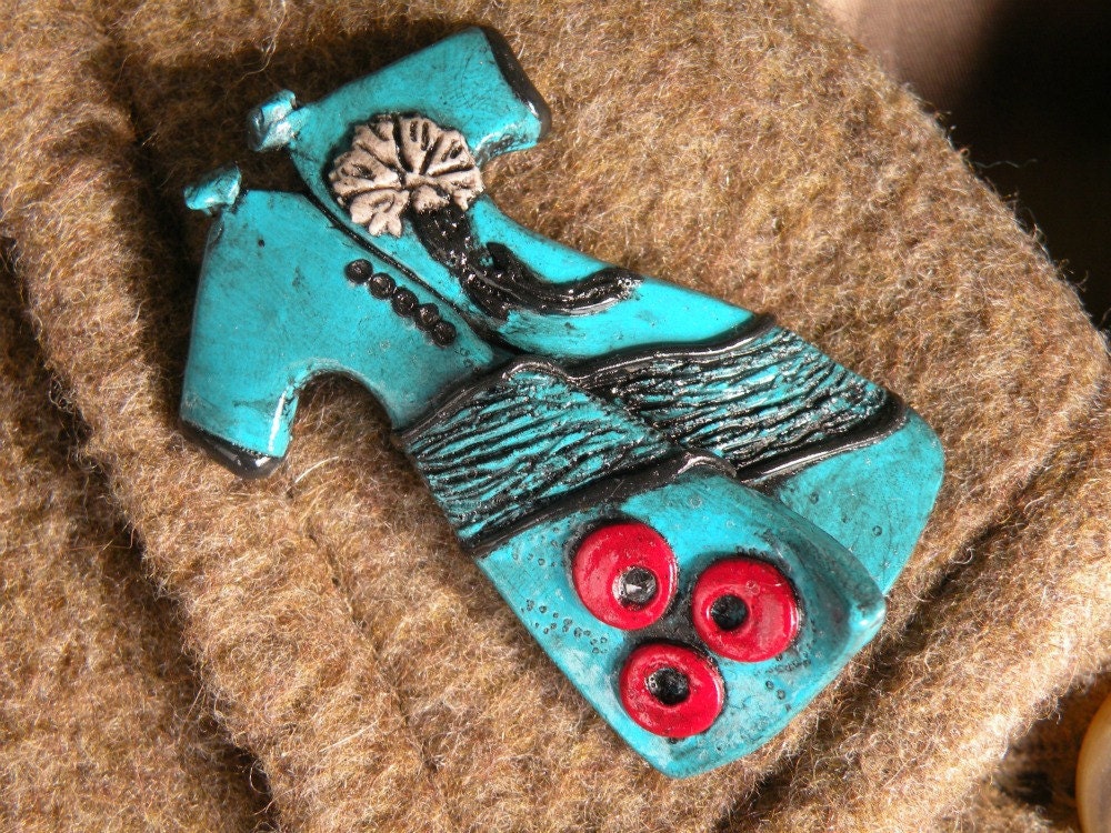 Ottoman Caftan (Power Dressing) Brooch in Turquoise