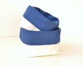 Bread basket bistro style in white and blue Set x 2