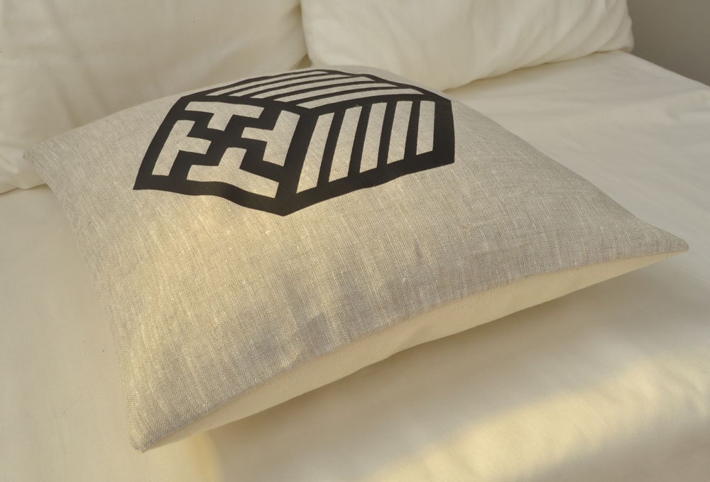 Japanese kimono pattern linen pillow cover