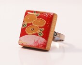 Recycled Scrabble Tile Ring - Three Eggs Over Easy
