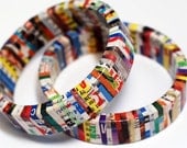 Recycled Magazine Eco Friendly Bangle Bracelet - Urban Jungle