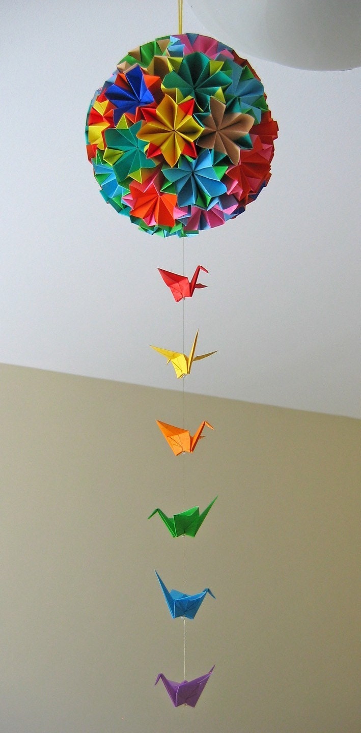 Large Colourful Kusudama Origami Ball - Proceeds to Japan Relief Efforts