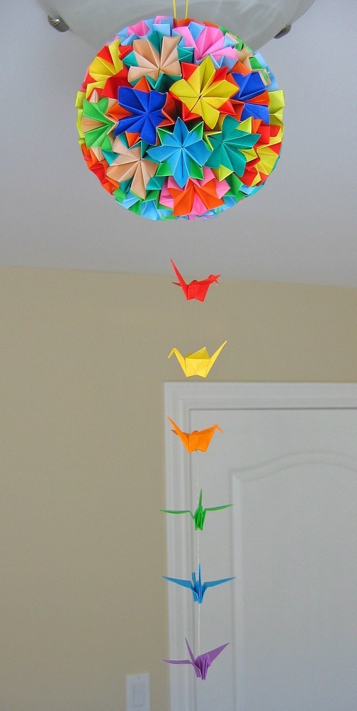 Large Colourful Kusudama Origami Ball - Proceeds to Japan Relief Efforts