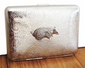 Badger Cigarette Case or Business Card Holder. Scrolly Ornate Pattern.
