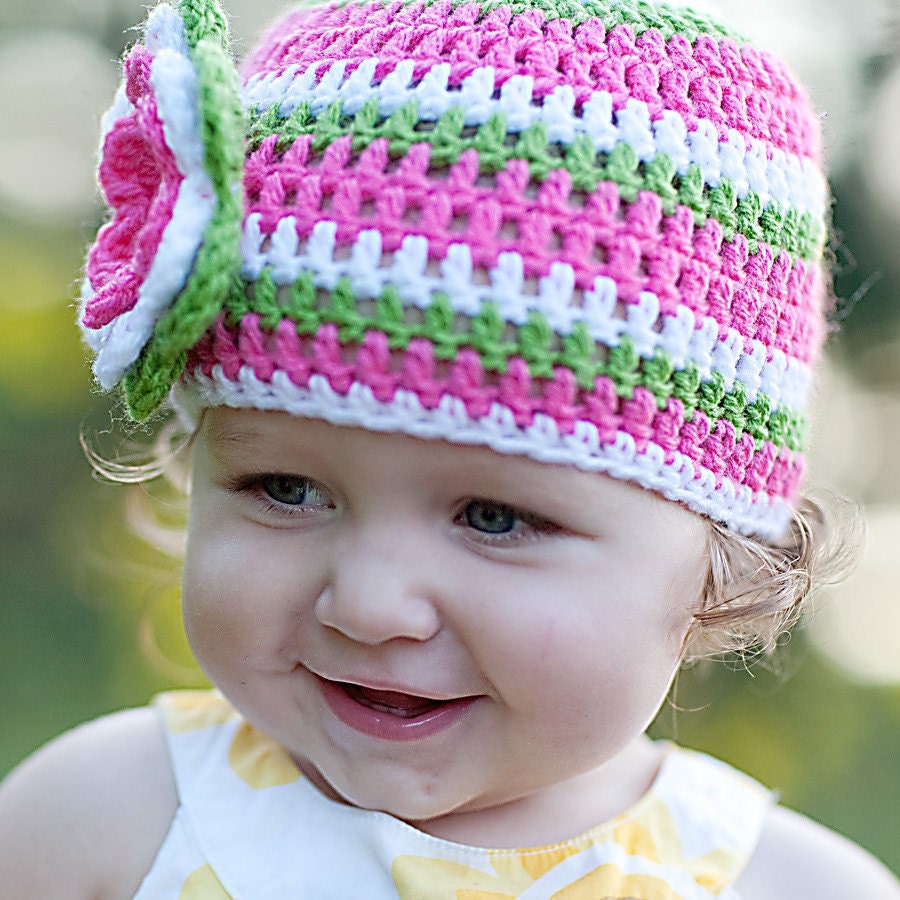 Watermelon BOUQUET BEANIE Boutique Skull Hat Cap Crochet- Upick Size- Great Photo Prop