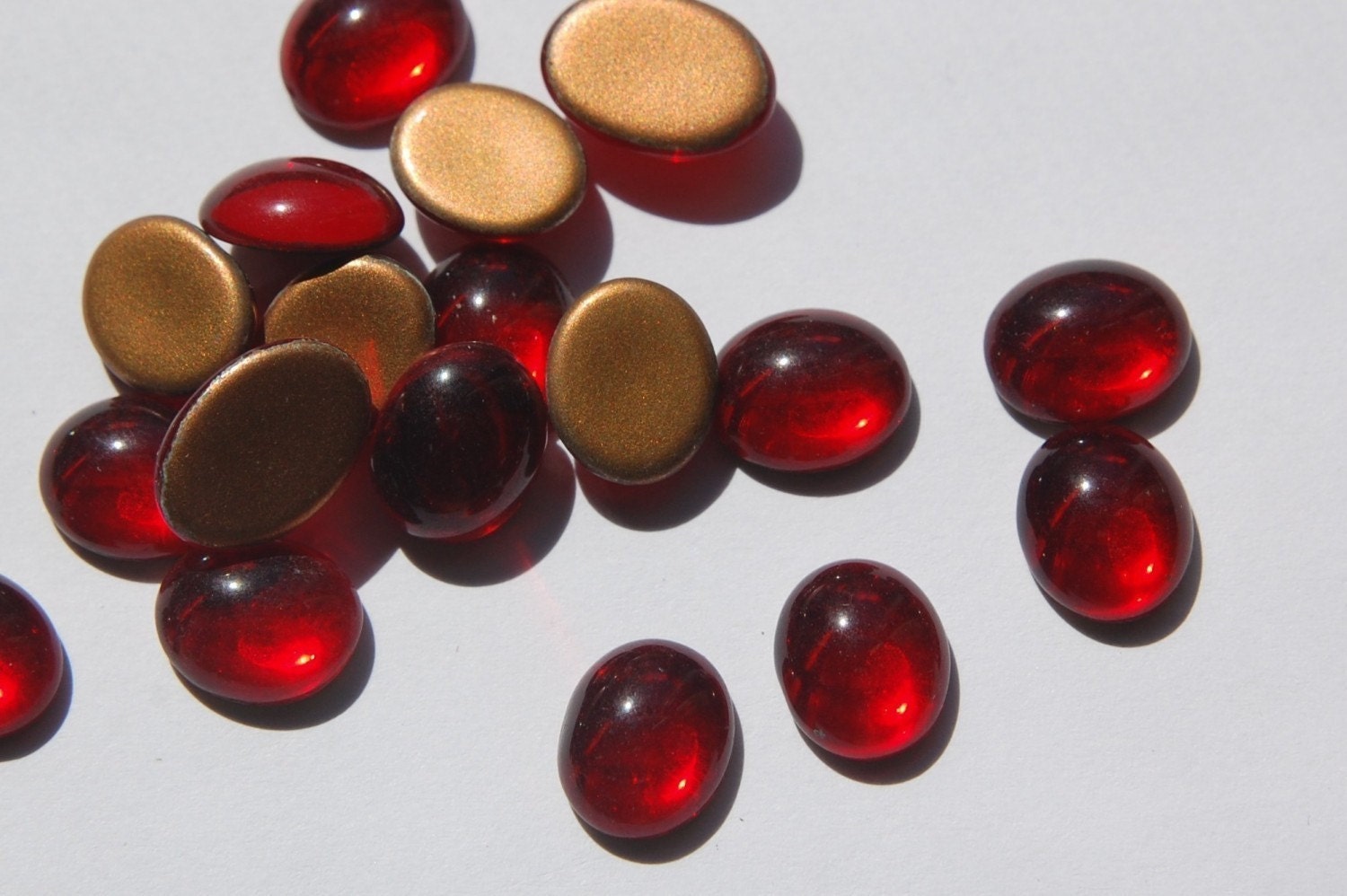 Ruby Red Glass Cabochons 12mm x 10mm cab709A