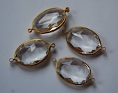 2 Loop Brass Channel Set Faceted Clear Acrylic Charms chr165C