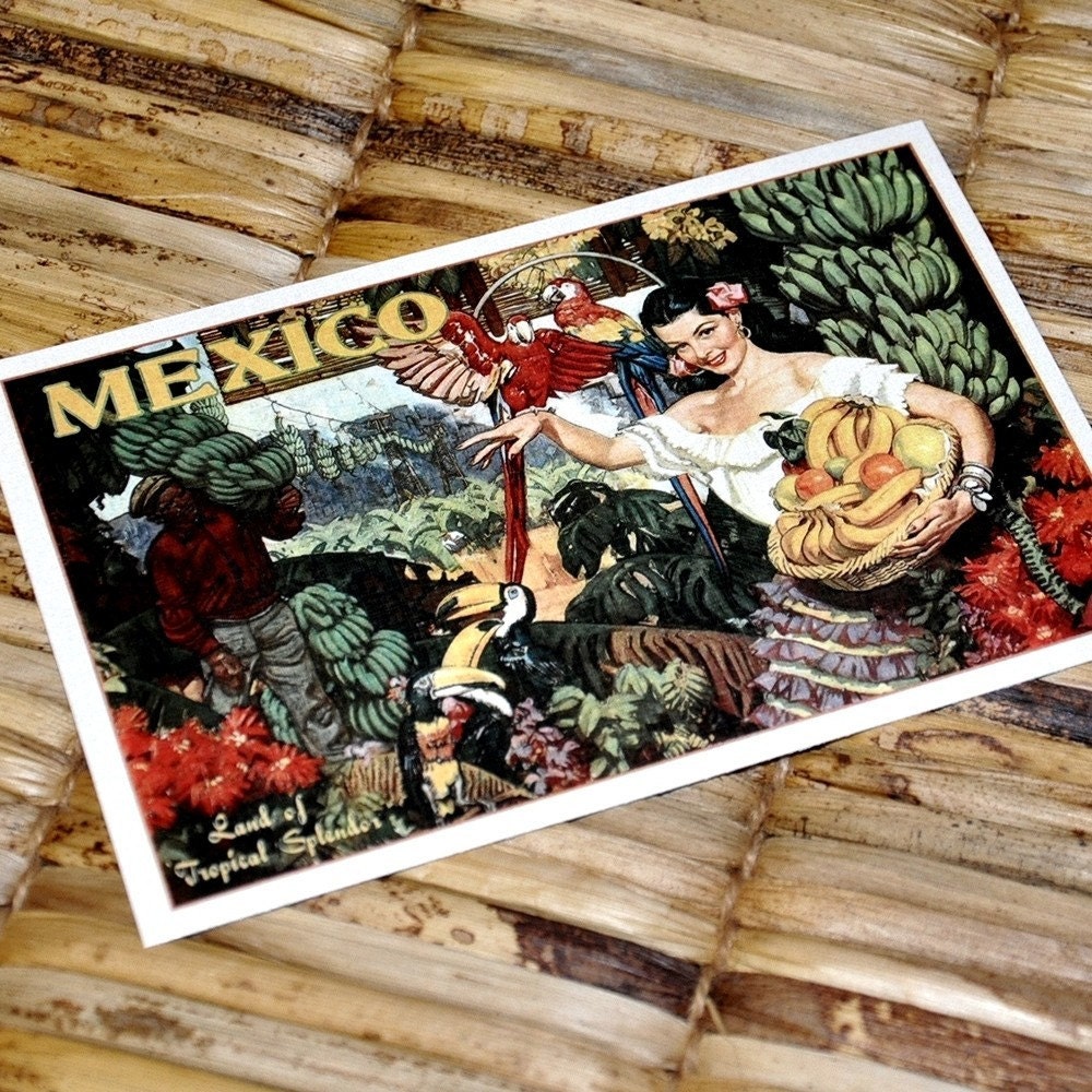 Save the Date Postcard - Vintage Mexico Senorita - Deposit and Design Fee