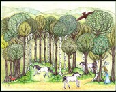 Unicorn Folk Art, Fantasy, Unicorns, Woods, Magic, Owl, Fox, Fairy Tale