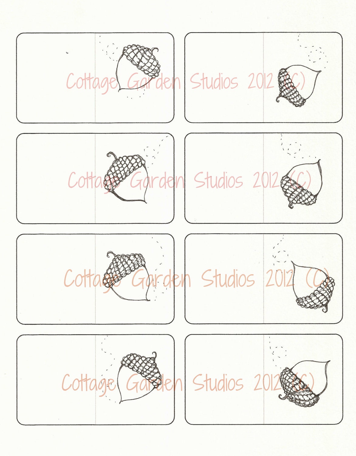 Acorn Gift Cards, Digital Download, Autumn Art, Fall