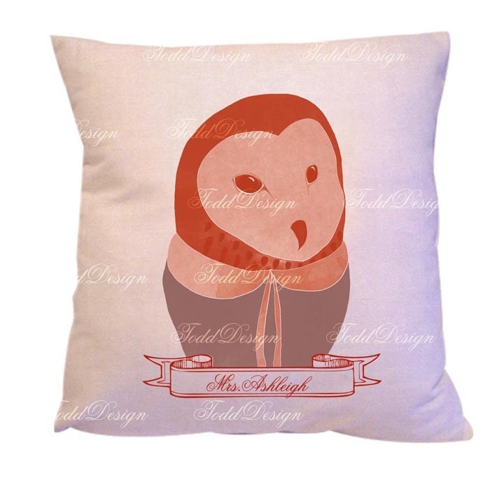 Mrs. Ashleigh The Owl  ( Red ) Printable Clip Art 5X7 --for tea towel, pillow and tote bag