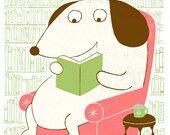 Dog Reading Screenprint