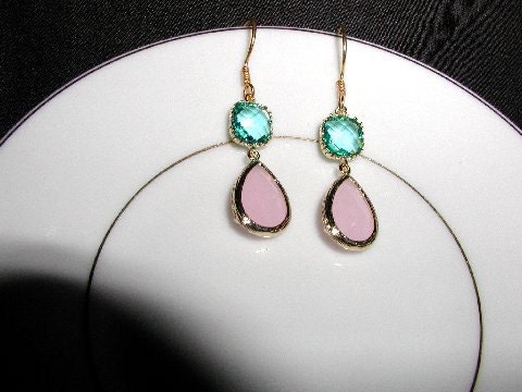 Pastel Pretty Gold Wrapped Dangle Earrings
