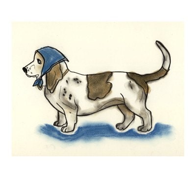 Basset hound dog art -  - Shirley Basset - 6 X 4 basset hound art print
