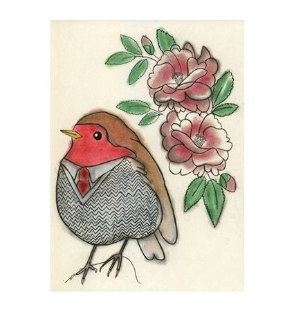 Robin bird print set SALE Gift Set - 4 X The Four Seasons -  4 X 6 prints