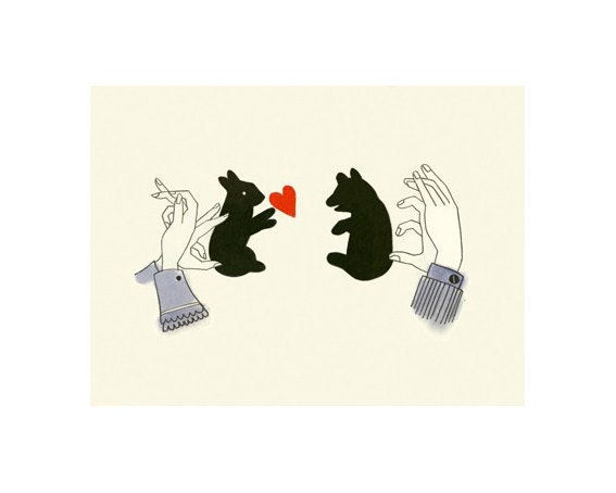 Bear art print.   Shadows - 6 X 4 print