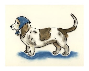 Basset hound dog art -  - Shirley Basset - 6 X 4 basset hound art print