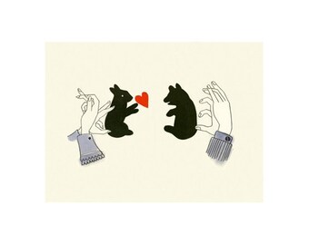 Bear art print.   Shadows - 6 X 4 print