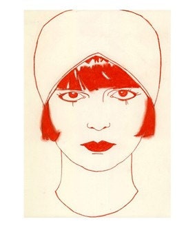 Art Deco / 1920s art print. Pandora in Rouge -   5.8 X 8.3 print