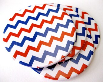 Red White & Blue Home Decor // Chevron Coasters // Set of 4