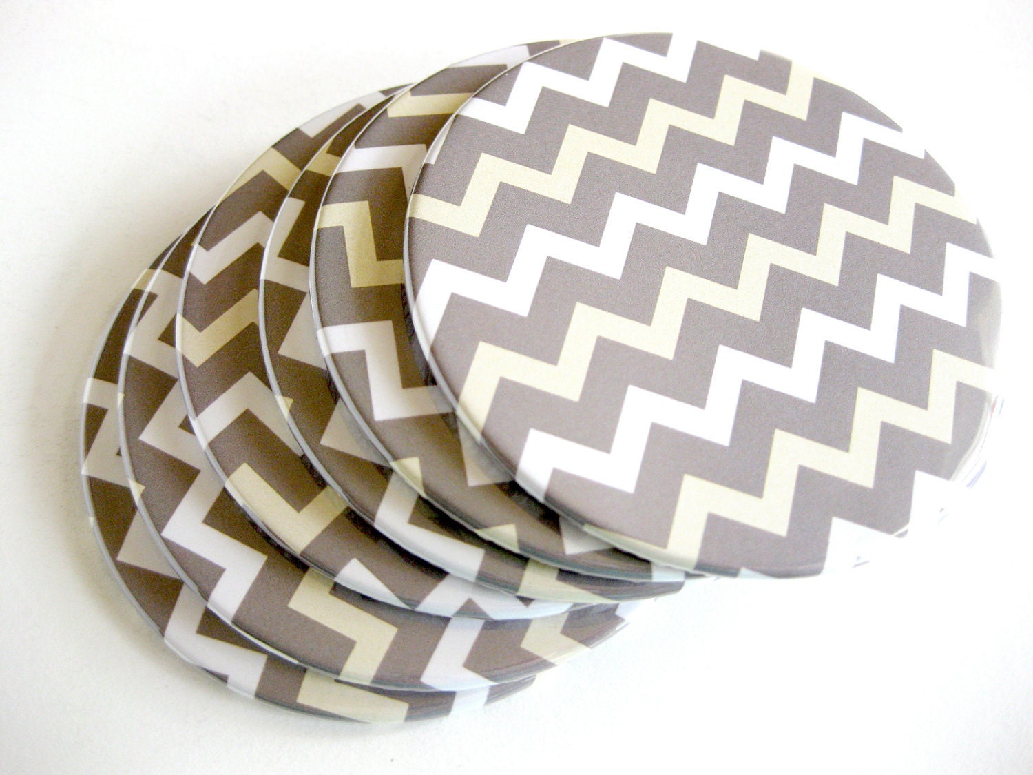 Gray Chevron Home Decor // Chevron Coasters // Set of 6