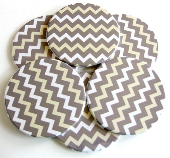 Gray Chevron Home Decor // Chevron Coasters // Set of 6