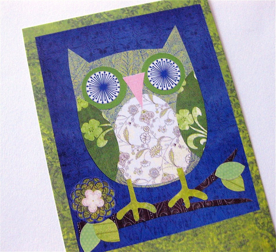 Owl Postcards // Blue and Green