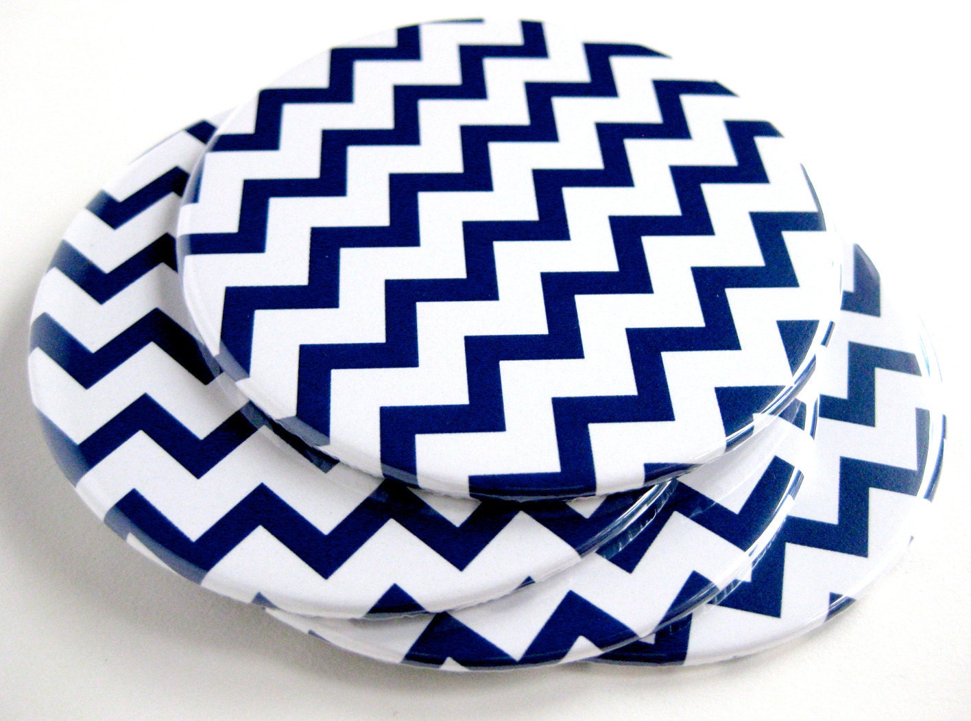 Navy Blue & White Home Decor // Chevron Coasters // Set of 4