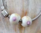 bOObies Big hole glass beads Save the Ta tas Lampwork charms Made to Order