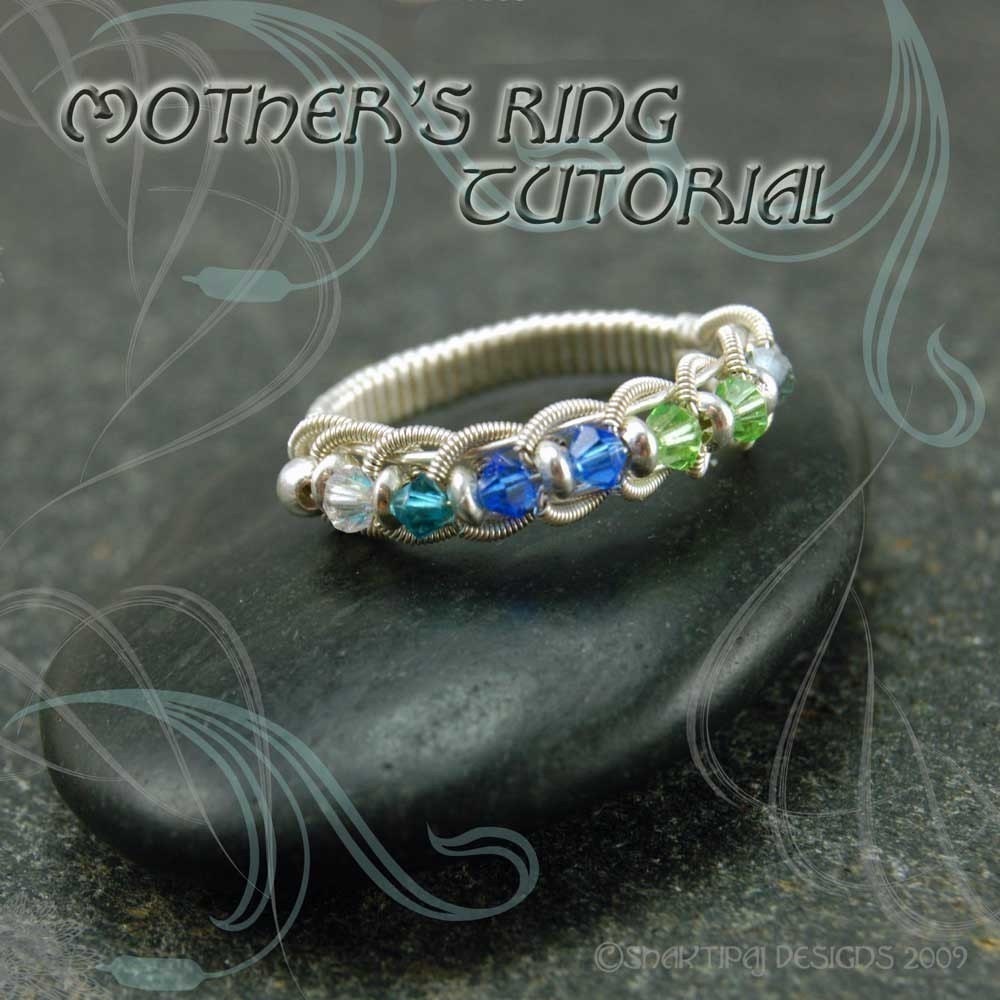 B Mother's Birthstone Coiled Woven Wire Ring -  Instant Download  Jewelry Tutorial Instruction PDF