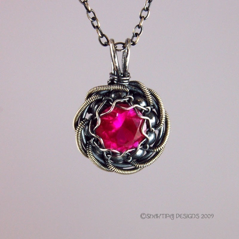 Rose of Sharon Coiled Faceted Birthstone Pendant - Instant Download Wire Jewelry Tutorial Instruction PDF