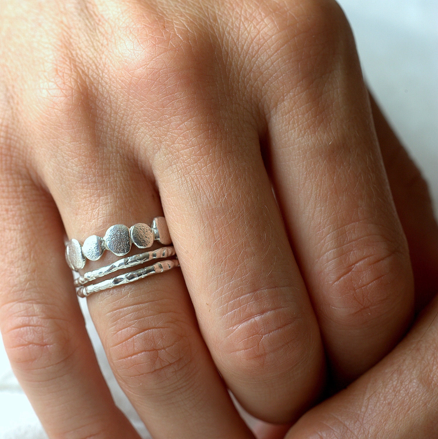 Silver Raw Pebble Set