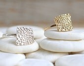 14k Gold and Bronze Square Coral Ring