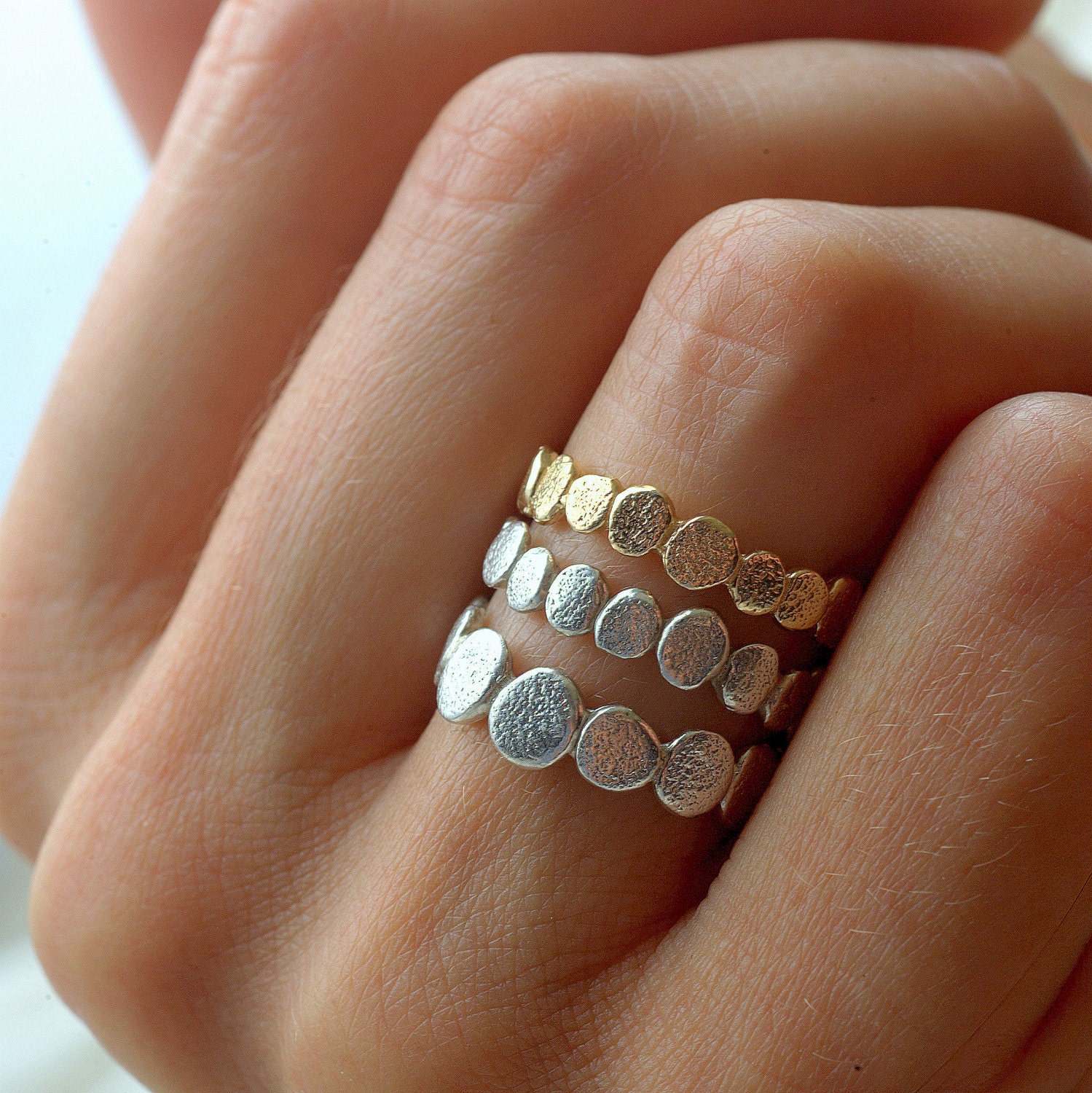 Gold Vermeil and Silver Pebble Set