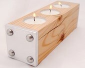 Modern Candle Holder, in Wood and Metal