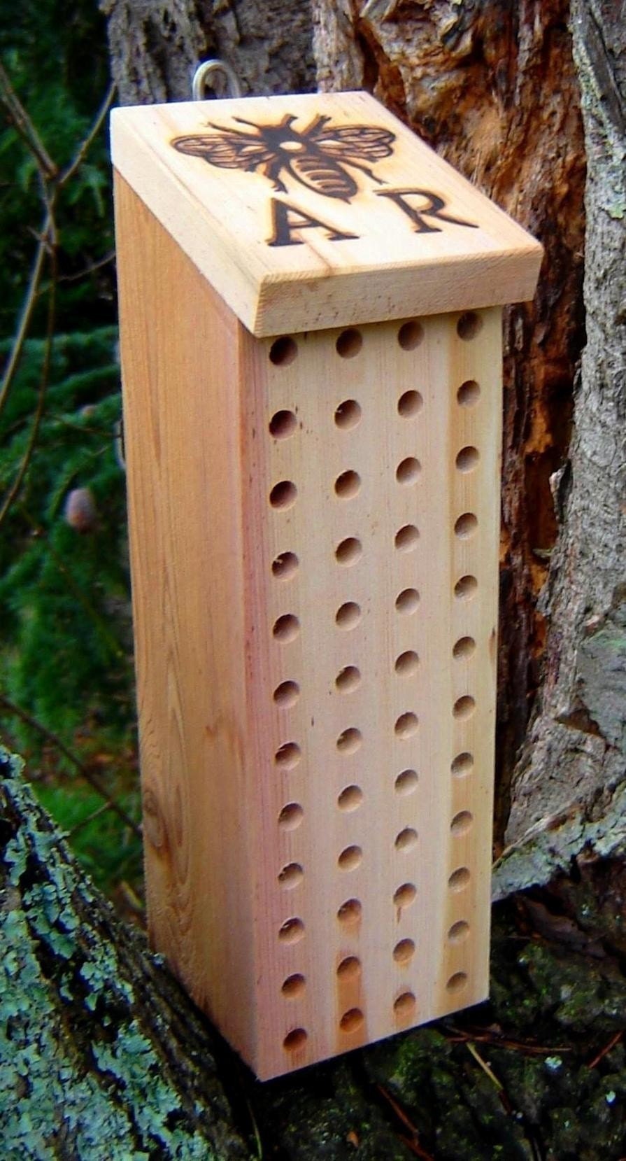 Mason Bee House from Reclaimed Wood, Garden Supplies for Pollination
