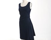 Sleeveless Navy Blue Twisted Drape Dress