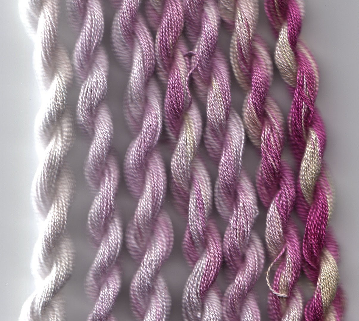 Perle Fine, Pink, Lilac, 7 thread pack, Yarn, Mixed Media, Textile Art, Fiber Art, Crazy Quilting, Serendiptiy
