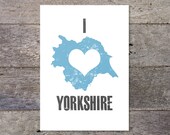 I Love YORKSHIRE - love heart UK typographic county map