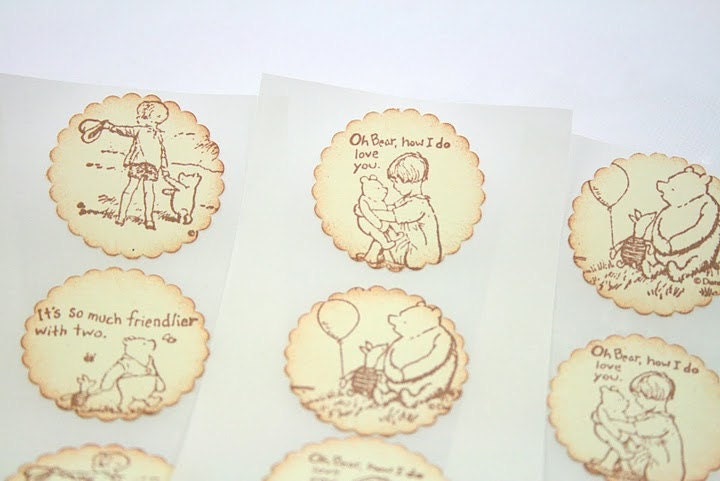Winnie the Pooh Stickers Seals Pooh and Christopher Robin in Ivory