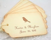 Personalized Wedding Gift Tags / Favor Tags - Name and Date - Bird Sihouette